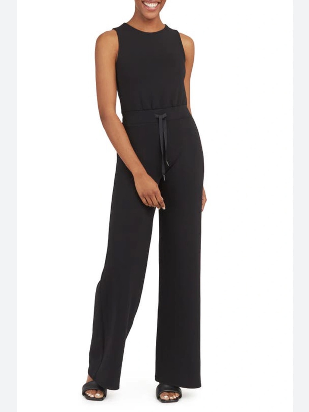 SPANX Black Sleeveless Wide-Leg Jumpsuit